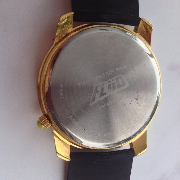 Flud Spinning Gold Record Quartz Watch Gold w Black Enamel - Picture 13 of 16